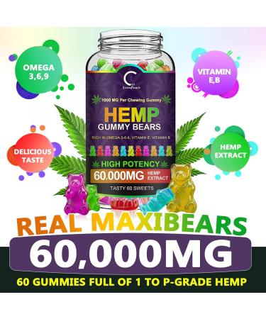 (3 Pack) GPGP Greenpeople Hemp Gummies 60,000mg Extra Strength - 180ct - 100% Natural Hemp Oil Infused Gummies | Promotes Focus, Calm Sleep, and Mood - Buy Online on GoSupps.com
