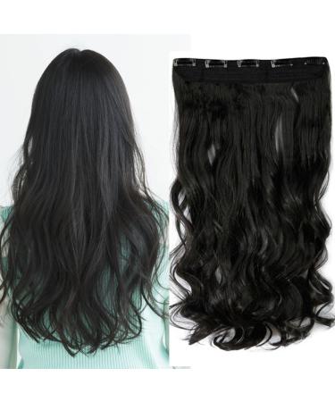 61cm Hairpiece Clip in Extensions 1 Weft 5 Clips Hair Extension Human Hair like Real Hair Wavy Natural Black 24"(61cm)-120g - Buy Online on GoSupps.com