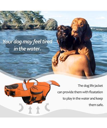 DENTRUN Dog Life Jacket Safety Vest - Adjustable Clownfish Shape for Swimming - High Visibility & Superior Floatation - Rescue Handle - XX-Large Orange - Buy Online on GoSupps.com