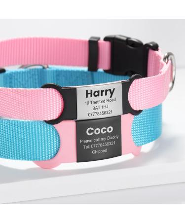 Yehanti Personalized Dog Tag - Engraved Quiet Silicone Pet ID for Dogs Cats & Puppies | Custom Pink-Silver Design for 25mm Collars - Buy Online on GoSupps.com