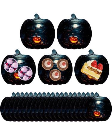 Fovolat Pumpkin Halloween Plates | Black Scary Pumpkin Paper Plates - 9Inch Pumpkin Shaped Dinner Platter Supplies for Autumn Tableware for Candy Treat Cake Snack - Buy Online on GoSupps.com