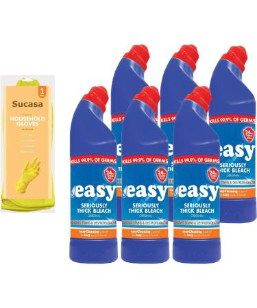 Easy Thick Bleach 24-Hour Toilet Bleach Cleaner 6x750ml - Powerful Formula Germ-Killing Strength | Includes Bonus DirtBuster Gloves by Sucasa - Buy Online on GoSupps.com