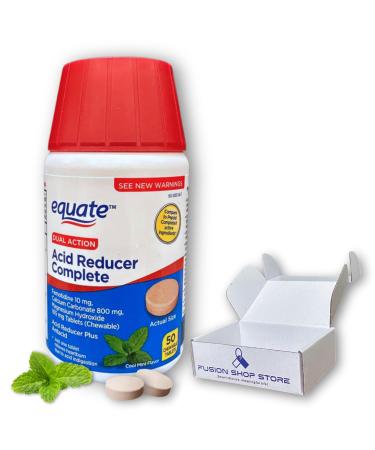 Dual Action Acid Reducer- Mint Chewable Tablets 50 Count (Pack of 1) Boxed by Fusion Shop Store