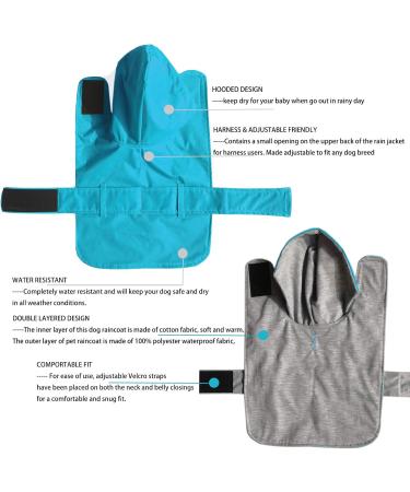 Waterproof Dog Coat with Soft Lining | Rain Jacket for Small Medium & Large Dogs (11-71in) - Blue - Buy Online on GoSupps.com