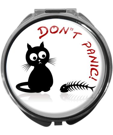 metALUm pill box with mirror round metal 3 compartments FUNNY CAT #1005