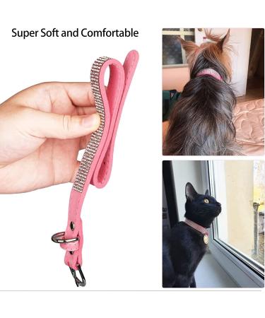 TSKDKIT Puppy Collar for Cat Small Dog Collar Cute Rhinestone Pet Collar Sparkling Cat Collar Soft Leather Pet Collar(M Pink) - Buy Online on GoSupps.com