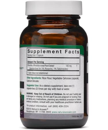 Buy Nature's Answer Rhodiola 100 mg - 60 Vegetarian Capsules for Stress & Energy Support - Buy Online on GoSupps.com