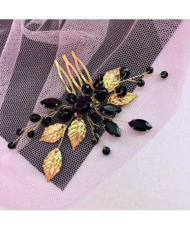 Anglacesmade Bridal Purple Crystal Hair Comb Amethyst Hair Piece Wedding Hair Accessories for Women and Girls (Black) - Buy Online on GoSupps.com