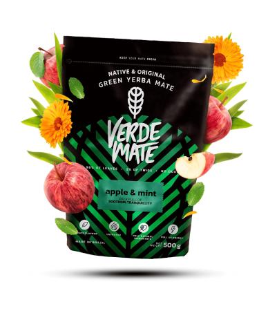 Verde Mate Green Apple & Mint 0 5kg | Yerba mate avec fruits et herbes | Yerba mate rafra chissante | Yerba mate pomme et menthe | Stimulation naturelle | Yerba mate br silienne | 500 g