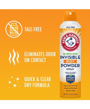 Arm & Hammer Invisible Body Powder Spray Clear Talc-Free Body Odor & Sweat Control for Men & Women Spray Body Powder for Women and Men Arm and Hammer Body Spray Powder 7 Oz (1 Pack) Fresh 7 Ounce (Pack of 1) - Buy Online on GoSupps.com