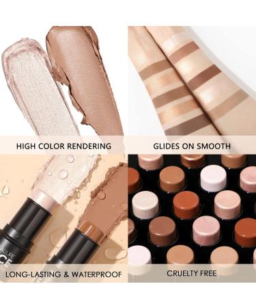 Contouring Stick Set - 2 PCs Cream Bronzer & Highlighter | Long-lasting Makeup for Face & Neck (Light Medium) - Buy Online on GoSupps.com