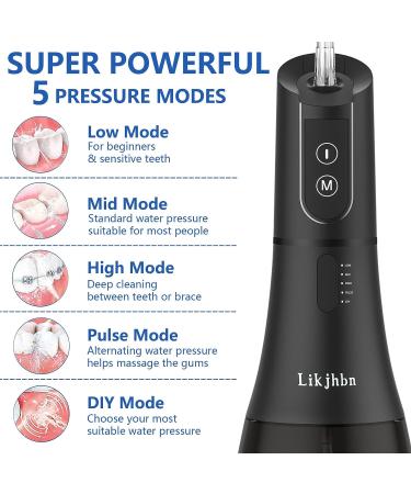 Rechargeable Cordless Water Flosser with 5 Modes | Teeth Cleaner & Plaque Remover for Braces | 400ML Black - Buy Online on GoSupps.com