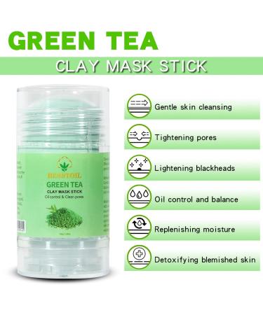 Green Tea Clay Mask Stick - Blackhead Remover Deep Pore Cleansing Oil Control With Green Tea Extract - Improved Formula Vegan Natural and Cruelty-Free (Green Tea) - Buy Online on GoSupps.com