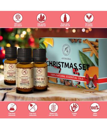 Essential Oil Set Christmas 1.0 Fl Oz - 3x10ml - 30ml - Winter Essential Oil Set - Cinnamon & Orange & Clove Bud Oil - Christmas Scent - Aromatherapy Oils for Diffusers & Aromalamps - Home Fragrance - Buy Online on GoSupps.com
