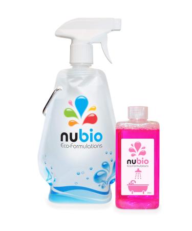Nubio - Eco-Friendly Bathroom Descaler 20X concentrate makes 5.6L (at $2.14/500ml) Ecological REUSE Spray Bottle 11 times! Cleans Lime Scale & Soap Scum Residue on Faucets Shower Heads Bathtubs Toilets - Made in Canada