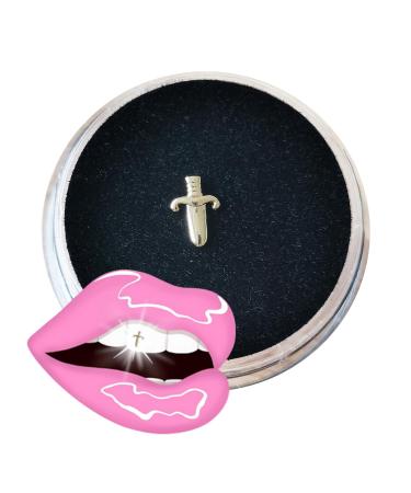 Chamon 8K Solid Gold Tooth Gems Dagger Shape Sword Design Tiny Micro Gothic Punk Teeth Ornament Hip Hop Style Accessory for Men and Women