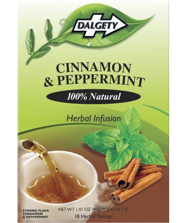 Dalgety Cinnamon and Peppermint Herbal Infusion 6x40g Cartons (6 Pack) 100% Natural Caffeine Free Tea (Total 108 Teabags) Delicious and Packed with Unique Health Benefits