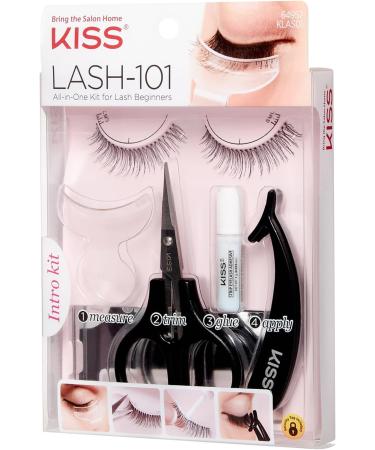 KISS 101 Lash Kit Beginner DIY Eyelash Kit with 1 pair of False Lashes Measuring Tool Scissors Lash Glue EZ-Angle Applicator and Mini Mirror - Buy Online on GoSupps.com