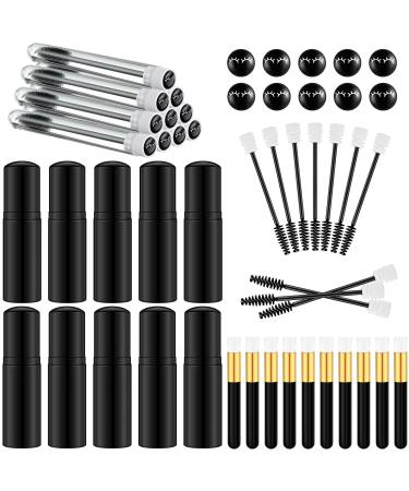 30 Pieces Nose Brushes Set 1.8oz Empty Bottle Travel Soap Bottle and Lash Shampoo Brushes Diamond Eyelash Foaming Soap Pump Dispenser Lash Wand Makeup Tool for Women Girls  50ML (Black) as the pictures shown