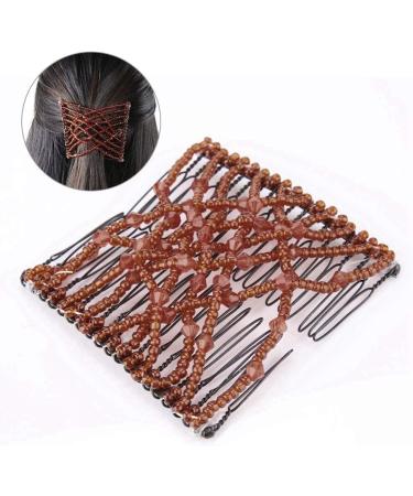 MOUMOUTEN Magic Hair Comb - Stretchable Beading Hair Slide Elastic Hair Comb Beading Hair Accessory for Weddings and Daily Use (Coffee) - Buy Online on GoSupps.com