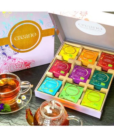 Creano Organic Herbal Tea Gift Set - 45 Tea Bags in 9 Varieties - Perfect Gift for Tea Lovers - Organic Quality - 2022 Edition - Buy Online on GoSupps.com