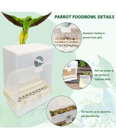 Tfwadmx Automatic Bird Feeders - 2Pcs Seed Dispenser Bowls for Cockatiel, Parrot, Canary, Finch, Conure - No Mess Design with Divider - Cage Accessories for Lovebirds and Parakeets - Buy Online on GoSupps.com