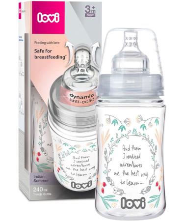 LOVI Anti-Colic Baby Feeding Bottle | Dynamic Teat | 3m+ | 240 ml | Super Air Vent System | Medically Tested | Indian Summer Trend - Buy Online on GoSupps.com
