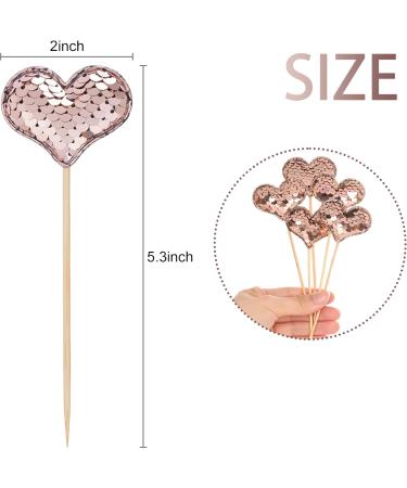 60Pieces Heart Cupcake Toppers Champagne Valentines Day Cupcake Toppers Decorations Double Colors Heart Shaped Cupcake Cake Decorations for Valentine Wedding Party Mother's Day - Buy Online on GoSupps.com