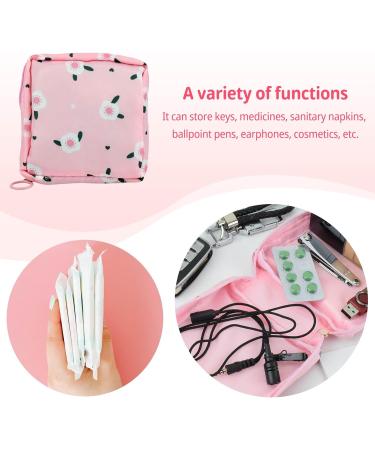Sanitary Napkin Storage Bag Menstrual Cup Pouch - Pink Small Flowers | Portable Feminine Period Bags for Teen Girls & Women - Buy Online on GoSupps.com