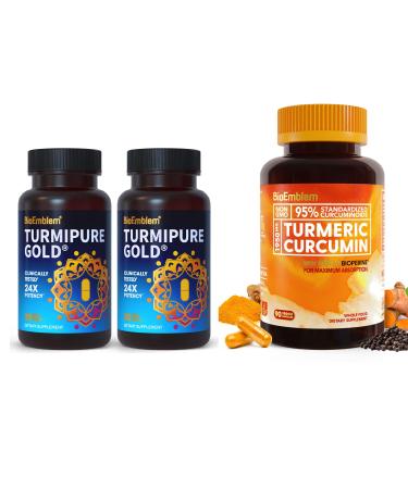BioEmblem Turmeric Curcumin with Clinically Studied TurmiPure Turmeric Curcumin Supplement with BioPerine