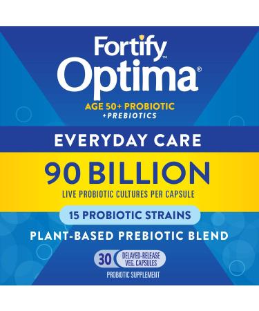 Natureâ€™s Way Fortify Optima 50+ Probiotic - 90 Billion CFU, 15 Strains, Prebiotic, 30 Capsules - Buy Online on GoSupps.com