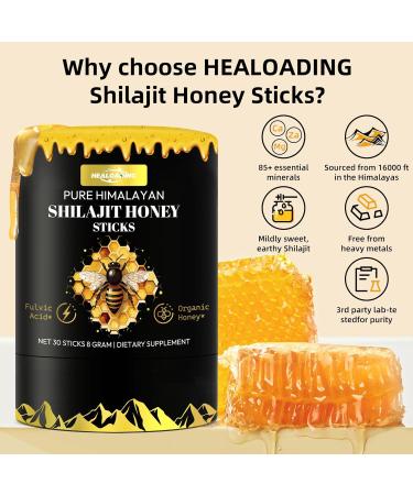 Himalayan Shilajit Honey Sticks for Men: Shilajit for Women with Organic Honey and Saffron 30 Sticks for Energy Boost & Immune Support, 85+ Trace Minerals, 75%+ Fulvic Acid - Buy Online on GoSupps.com