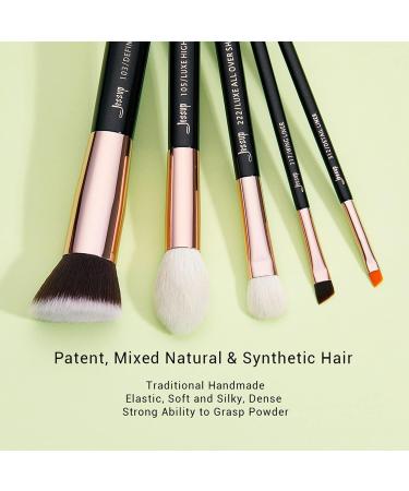Jessup Pro Makeup Brush Set - 20pcs Soft Natural Bristle Brushes for Foundation, Eyeshadow, Blush & Concealer - T165 Rose Gold & Pearl Black - Buy Online on GoSupps.com
