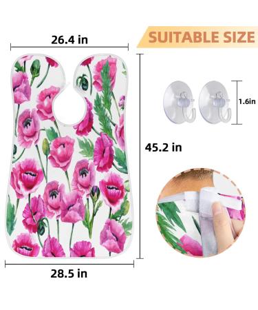 Watercolor Poppies Beard Bib Apron | Non-Stick Waterproof Hair Catcher for Men | Perfect Grooming Gift - Buy Online on GoSupps.com