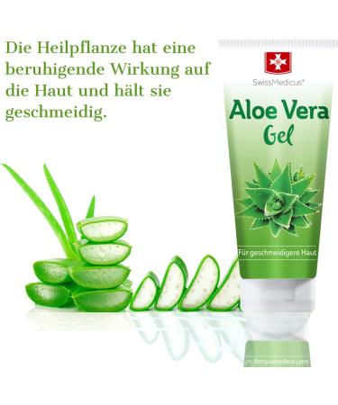 Swissmedicus Aloe Vera Gel 200ml - Natural Face Hair & Body Treatment for Sunburn Rashes - 100% Pure Aloe Vera Juice - Buy Online on GoSupps.com
