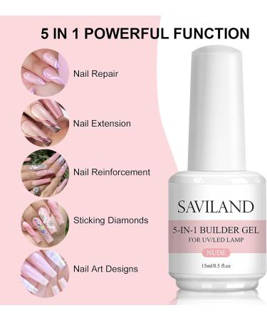 Saviland 5 in 1 Nudes Builder Nail Gel - 15ml | Builder Base Strengthening Gel for Nails Repair, Extension, and Reinforcement | Easy to Shape - Buy Online on GoSupps.com
