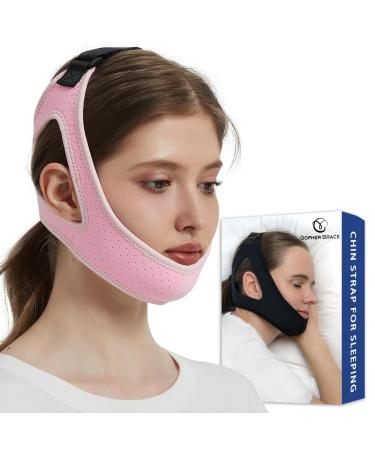 Anti Snoring Chin Strap for CPAP Users - Adjustable and Breathable Chin Strap for Snoring - Effective Anti Snoring Devices - Snore Solution Sleep aid for Men and Women (Pink)