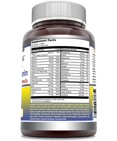 Amazing Formulas Daily Multivitamin 500 Tablets Supplement | Non-GMO & Gluten Free | Made in USA | 1 Tablet a Day | 500 Count Pack - Buy Online on GoSupps.com