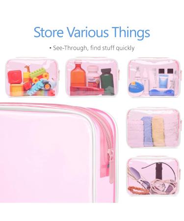 PACKISM Clear Makeup Bags 3 Pack - TSA Approved Water-Resistant Cosmetic Bags for Travel - Fluorescent Pink - Medium Size - Buy Online on GoSupps.com