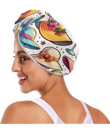 Summer Hats Juice Hair Towel 2 Pack - Super Absorbent Quick Dry Hair Turbans for Women & Girls - Ultimate Hair Drying Solution - Buy Online on GoSupps.com