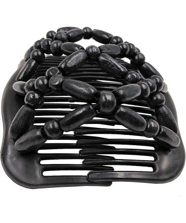 Beads Hair Combs - Double Row Wooden Bead Stretchy Hair Clip for Girls and Women - Buy Online on GoSupps.com