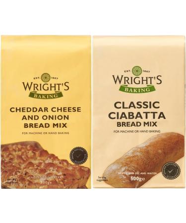 Wright's selection pack | cheddar and onion bread mix | Ciabatta Bread Mix | For Machine or Hand Baking | Suitable for Vegetarians
