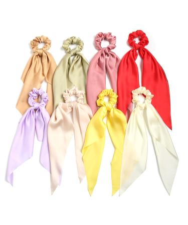 SUSULU Hair Scarf Scrunchies for Women Plain Hair Bobbles Solid Color Fabric Scrunchy Elastic Hair Ties Ponytail Holder Hair Accessories (Bright Colors)