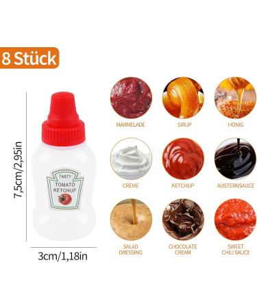 ACONDE 25 ml Mini Ketchup Bottle 8 Pieces Refillable Mini Sauce Bottle Portable Sauce Bottle with Caps for BBQ Dressing 8PACK - Buy Online on GoSupps.com