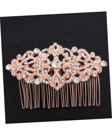 FRCOLOR Rhinestone Hair Comb Gold Teeth Hair Clip Combs Headpiece for Women Wire Hair Side Comb Metal Hair Side Comb Fashion Hair Comb Pin Metal Hair Clips for Women Rhinestones Veil Bride - Buy Online on GoSupps.com
