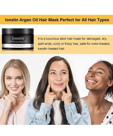 Lonstin Argan Oil Hair Treatment Mask - Deep Conditioning Keratin Treatment for Dry, Damaged Hair - Anti-Frizz, Split Ends, Hydrating Repair Mask for Men and Women - 10.14 fl oz - Buy Online on GoSupps.com