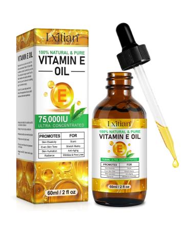 Vitamine E Huile Huile De Vitamine E 75 000 Ui 100% Naturel vitamine e Liquide Pure pour le Visage les Cheveux les Ongles et la Peau Anti- ge et Anti-rides Pour les Cicatrices et les Vergetures