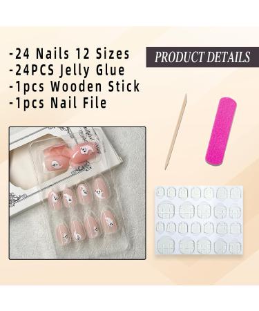 Halloween Press on Nails - Short Almond Glossy Nude Pink Full Cover Ghost Nails | 24Pcs Spooky Oval Acrylic Fake Nails for Women & Girls - Buy Online on GoSupps.com