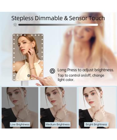 Lighted Makeup Vanity Mirror with Phone Holder and 10X Magnification - Sensor Touch Dimmable Cosmetic Desk Mirror - 360 Rotation - Dual Power Supply - White - Buy Online on GoSupps.com