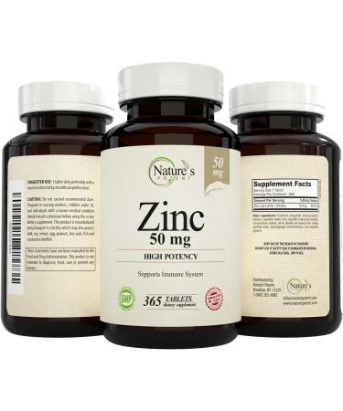 Nature's Potent Zinc 50mg Immune Support Supplement | High Potency for Maximum Health | Made in USA | 365 Tablets - Buy Online on GoSupps.com